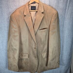 Nautica Faux Suede TAN Sport Coat Blazer Jacket Mens Size 48R Vtg 1990's